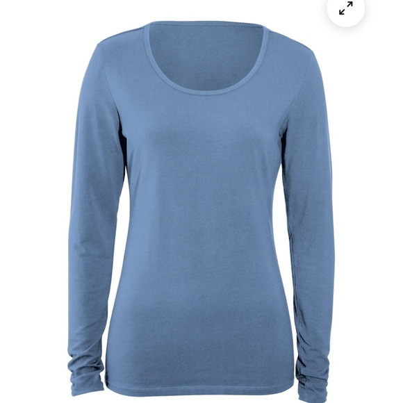 Peruvian Connection Layering Tee, Long Sleeve in Color Delphinium Size Medium - Picture 2 of 8